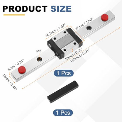 uxcell MGN12 150mm Linear Sliding Rail Guide Linear Motion Guideway - size: 150mm