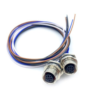 2Pcs M12 4 Pin A Code Female Connector Cable, IP67 Waterproof Back Mount Cable UnShielded Straight Aviation Socket Electrical Cable Sensor Receptacle 250V 4A (0.5Meter/1.64ft) - size: Female