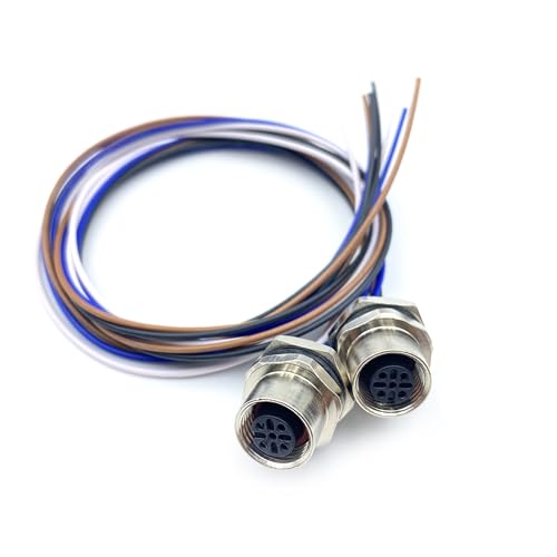 2Pcs M12 4 Pin A Code Female Connector Cable, IP67 Waterproof Back Mount Cable UnShielded Straight Aviation Socket Electrical Cable Sensor Receptacle 250V 4A (0.5Meter/1.64ft) - size: Female