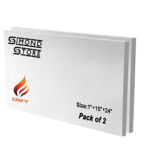 SIMOND STORE Ceramic Fiber Insulation Board, 1" Thick x 15" x 24", 2 Pack - size: 1" x 15" x 24" - 2 Pack