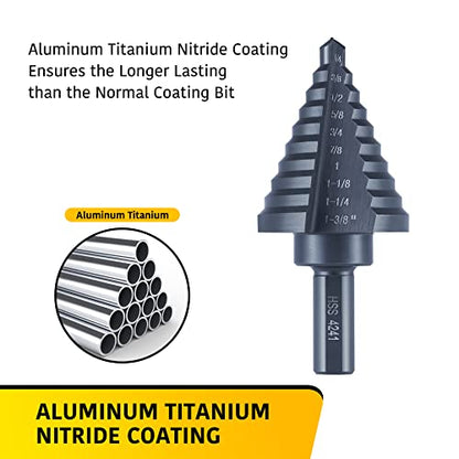 Anfrere 10 Sizes Step Drill Bit for Metal Sheet, 1/4 to 1-3/8 Inches - style: 1pc HSS Bit