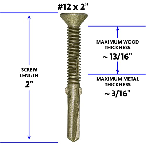 12x2#10 x 1-5/8" Reamer Tek Torx/Star Head Self-Drilling Wood to Metal Screws - for Flatbeds, Trailers - T-30 Torx Screw Head 1 Pound - 68 Screws - size: 2"
