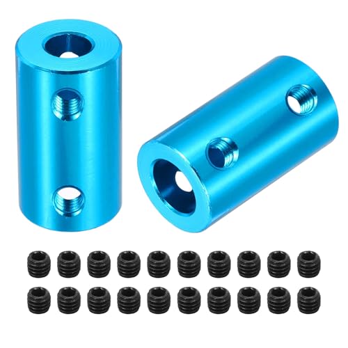 MECCANIXITY Rigid Screw Coupling 6mm to 8mm Shaft Coupler Connector L25mm x D14mm Aluminum Alloy Joint Connector Set for 3D Printers DIY Encoder with 20 Screws, Blue, 5Pack - color: Blue, size: 6mm to 8mm