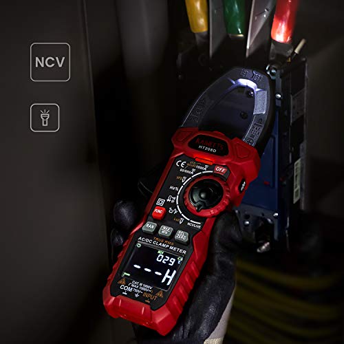 KAIWEETS HT208D Inrush Clamp Meter 1000A True RMS AC/DC Current Amp Meter and KAIWEETS KET20 Silicone Multimeter Test Leads with Gold-Plated Probes