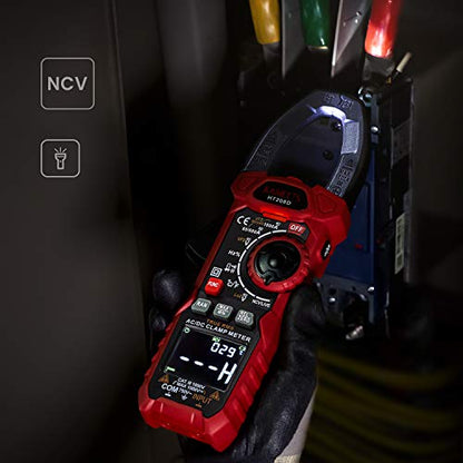 KAIWEETS HT208D Inrush Clamp Meter 1000A True RMS AC/DC Current Amp Meter and KAIWEETS KET20 Silicone Multimeter Test Leads with Gold-Plated Probes