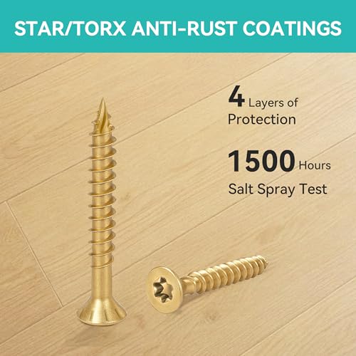 Wood Screws Yellow #4 × 3/4 inch Torx Star Drive Deck Screws Flat Head M3 × 20 Countersunk T10 Self Tapping Thread Cut 200pcs Carbon Steel Galvanized Very Small Size Screw(200PCS/Small Box Yellow) - color: Yellow, size: #4×3/4