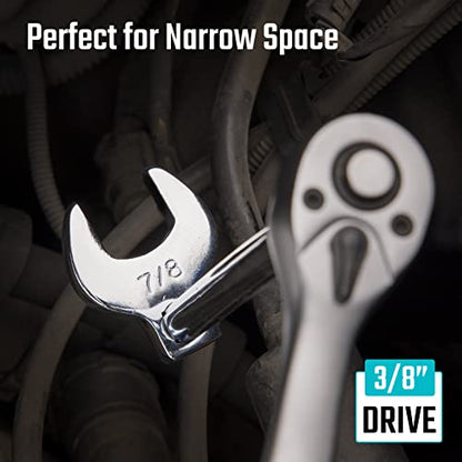 DURATECH 3/8" Drive Crowfoot Wrench Set with 2 Extension Bars, SAE & Metric, 19-Piece, 10-22mm & 3/8"-7/8", CR-V Steel, with EVA Foam Tool Organizer (Pack of 2) - size: Metric and SAE (Pack of 2), style: Regular