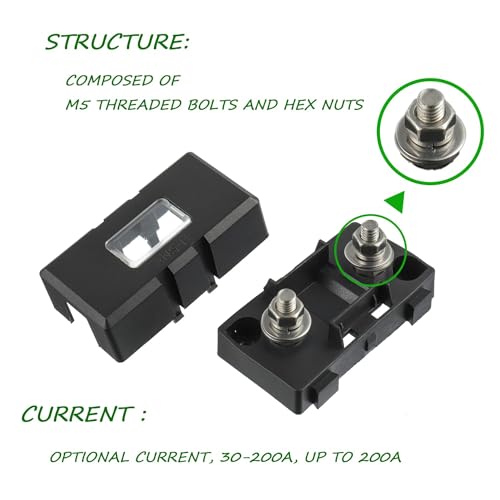 Midi Fuse Holder and 2 Pieces 125A Midi high Current Fuse Screw Fuse for Cars, Trucks, Vehicles(125 Amp) - color: 125A