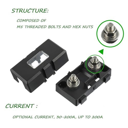 Midi Fuse Holder and 2 High Current Fuses for Cars, Trucks, Vehicles (150 Amp) - color: 150A