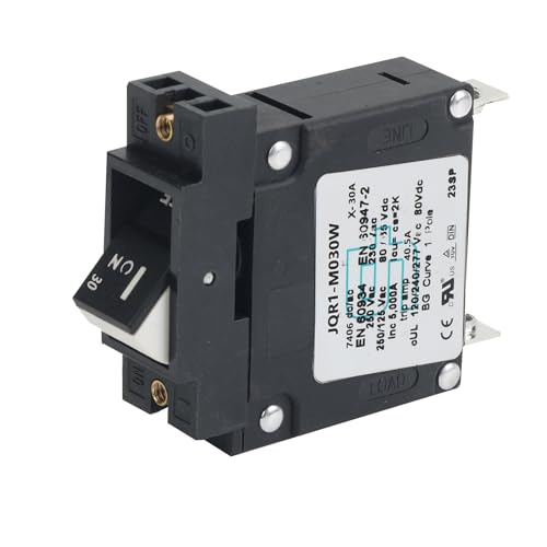 GLOSO Single Pole Miniature Circuit Breaker Manual Reset Switch Yachts Campers Caravans Control Panel M4 Screw Black Rocker 30A J1P - color: Black Rocker J1P, size: 30A