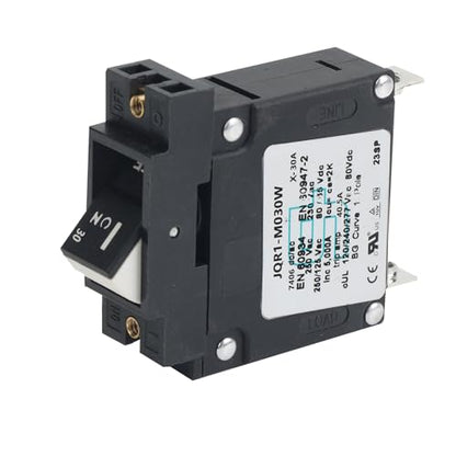 GLOSO Single Pole Miniature Circuit Breaker Manual Reset Switch Yachts Campers Caravans Control Panel M4 Screw Black Rocker 30A J1P - color: Black Rocker J1P, size: 30A