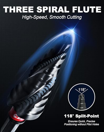 EZARC M35 Cobalt Step Drill Bit for Metal, 1/4"-1-3/8", 3/8" Shank - size: 1/4"-1-3/8" (3/8" Shank)