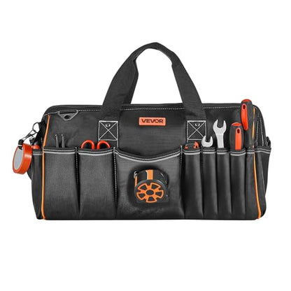 VEVOR Tool Bag, 20 Inch, 33-Pocket Portable Large Tool Box Organizer Storage, Toolbox with Big Zipper, Adjustable Shoulder Strap, Water-Resistant Carry Toolbag, for Men Women Dad Husband Fathers Day