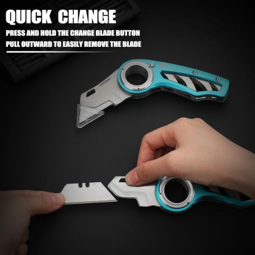 Tondiamo 2 Pcs Folding Pocket Utility Knife Box Cutter, Emerald Green - color: Emerald Green