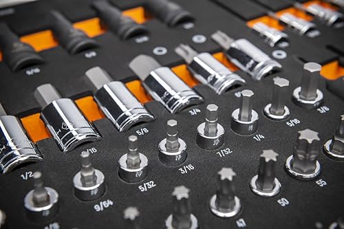 GEARWRENCH 88 Pc 1/4”, 3/8”, 1/2” Drive SAE Bit Socket Set | GWMSBSKCBSAE - style: Bit Sockets