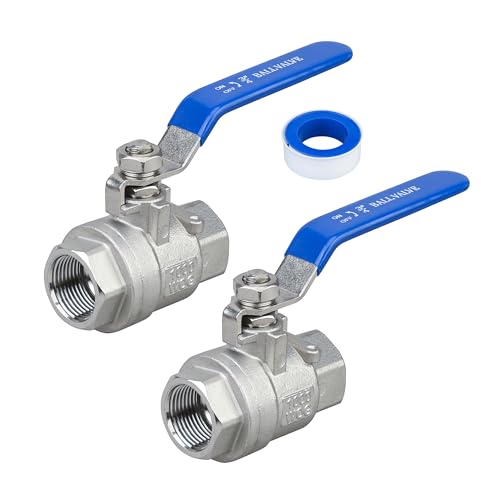 3/4" NPT Ball Valve 2-Pack, 304 Stainless Steel, Full Port - size: 3/4 inch