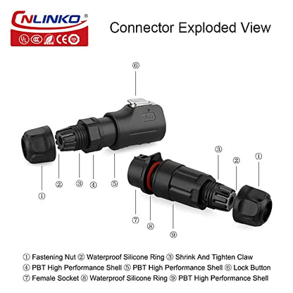 CNLINKO LP-12 IP68 Industrial Waterproof Connector Quick Plug Circular Connector PBT Plastic Shell Aviation Connector M12 2-8 Pin Male Plug and Female Plug (3 Pin) - size: 3-Pin, style: Polymer Housing Kit