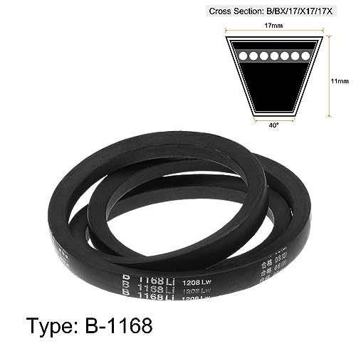 HARFINGTON B-1168 V-Belts Drive Belt 1168mm(46") Inner Girth 17mm Top Width B Section Rubber for Power Transmission - size: 1168mm