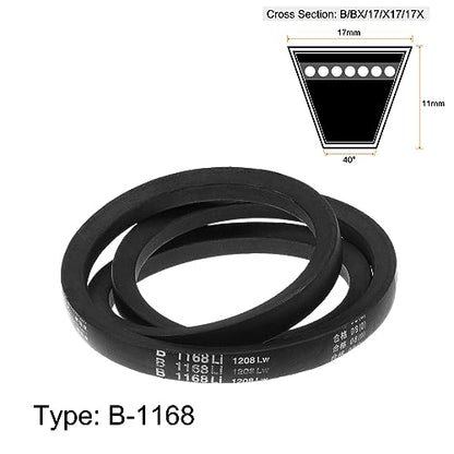 HARFINGTON B-1168 V-Belts Drive Belt 1168mm(46") Inner Girth 17mm Top Width B Section Rubber for Power Transmission - size: 1168mm