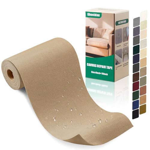 Gheeidau Canvas Repair Tape 4×70 Inch Waterproof Self-Adhesive Fabric Repair Patch for Repairing Boat Covers,Tents,Patio Umbrellas,Car Seats,Luggage,Sofas.(Light Khaki) - color: Light Khaki, size: 4"×70"
