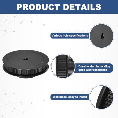 MECCANIXITY 2GT Pulley 80 Teeth 5mm Bore Aluminum Timing Pulley Wheel for 6mm Width 80T Timing Belt with Hexagonal Wrench for 3D Printer, CNC, Timing Belt-2 Pcs Black