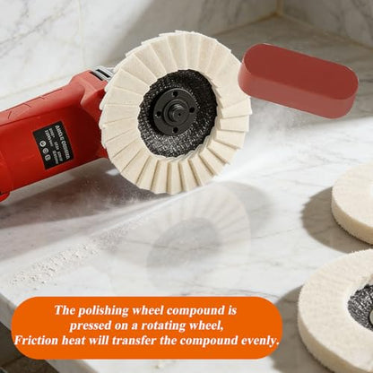 8 Pcs Wool Polishing Wheel Kit with Compound for Angle Grinder,Includes 5Pcs Buffing Wheels (4-1/2" x 7/8") & 3Pcs Polishing Compound,Buffing Wheel for Wood, Metal & Automotive - size: 4.5inch -8 Pcs