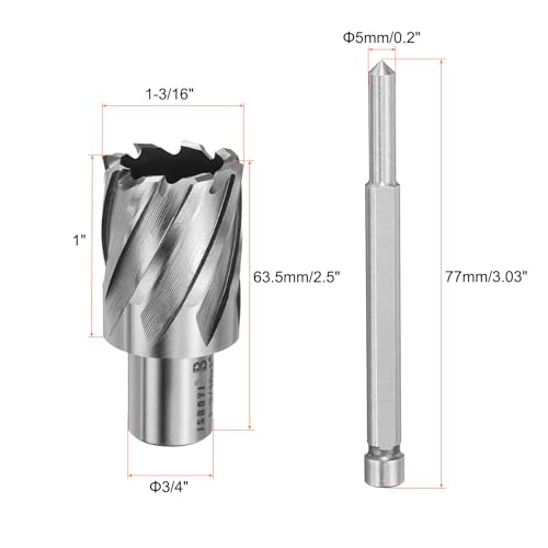 HARFINGTON Annular Cutter 1-3/16" Cutting Diameter Shank 3/4" with 1" Depth of Locating Pin M2 High-Speed Steel Drill Bit Annular Cutter for Standard Magnetic Drills Machine Tools Mills - size: 1-3/16 inch * 1 inch