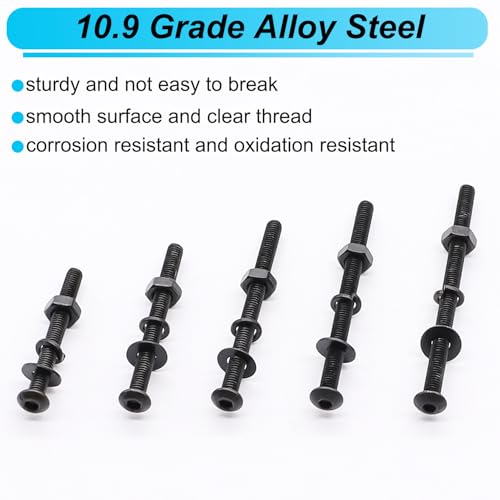 420PCS Black M3 Button Head Hex Socket Cap Screws, M3 x 30/35/40/45/50mm Metric Screws Bolts Nuts Washers Assortment Kit, 10.9 Grade Alloy Steel - color: BK-M3 x 30-50mm/