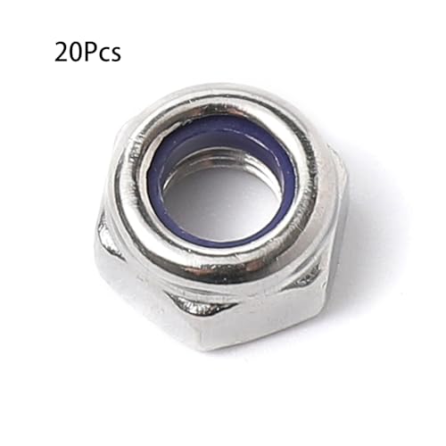 M10-1.5 Nylon Insert Lock Nuts, 304 Stainless Steel, 20 Pack