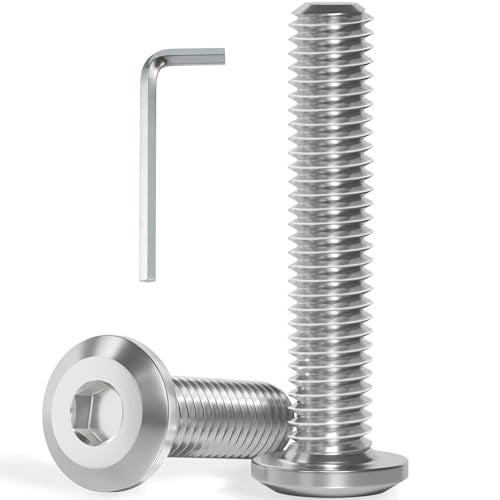 VGBUY M6-1.0 x 45 mm 35Pcs Flat Head Hex Socket Cap Screws Bolts,304 Stainless Steel 18-8,Full Thread,Hex Spanner Included (VG30111) - size: M6 x 45-35pcs