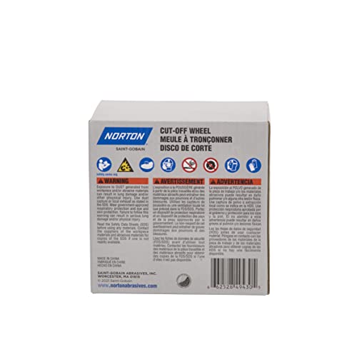 Norton Cut Off Wheels 50-Pack, 4 1/2 Inch High Performance Metal & Stainless Steel Cutting Disc, 7/8'' Arbor, Compatible with Angle Grinders - style: Pack of 50