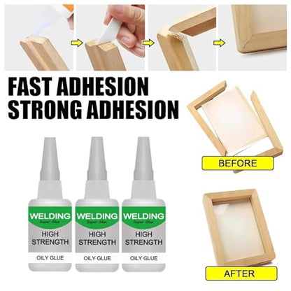 Jue-Fish Multifunctional Glue, Welding High-Strength Oily Glue, Universal Super Glue Gel, Instant Bonding, Strong Adhesion, Repairs Last Long Time for Metal, Wood, Ceramics,Leather, Glass(50g/3PCS) - color: clear3PC