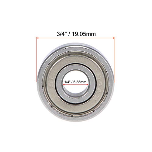 uxcell R4AZZ Deep Groove Ball Bearing 1/4-inchx3/4-inch x 9/32-inch Shielded Z2 Lever Bearings Skateboard Bearings Sealed Industrial Bearings 10pcs - size: 1/4"x3/4"x9/32"