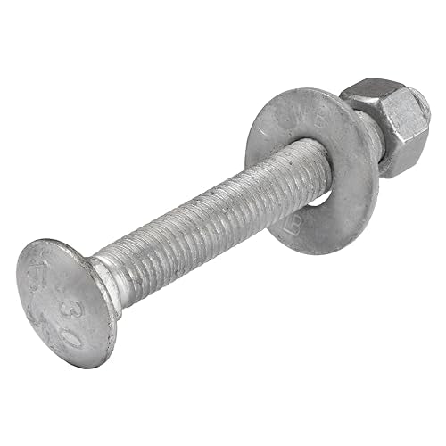 1/2" x 4" (25 Pack) Galvanized Carriage Bolt Kit Grade 307A Includes 1/2" USS Flat Washers (25 pcs) and 1/2"-13 Hex Nuts (25 pcs), Hot Dip Galvanized for Exterior Use by Makers Bolt - size: 1/2 x 4