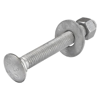 1/2" x 4" (25 Pack) Galvanized Carriage Bolt Kit Grade 307A Includes 1/2" USS Flat Washers (25 pcs) and 1/2"-13 Hex Nuts (25 pcs), Hot Dip Galvanized for Exterior Use by Makers Bolt - size: 1/2 x 4