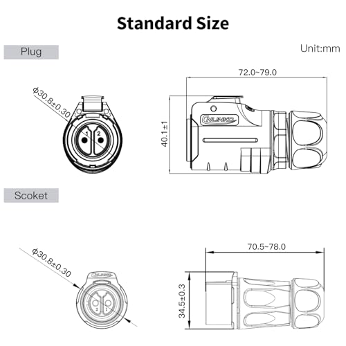 CNLINKO LP-24 2 Pin Circular Connector IP68 Waterproof Mating Plug Set - size: 2-Pin