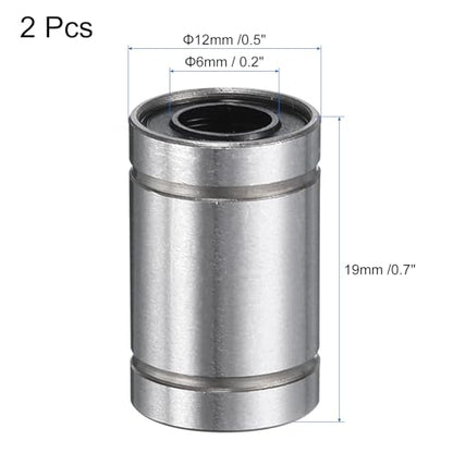 uxcell 2Pcs LM6UU Linear Bearing 6mm Bore 12mm OD 19mm Length Linear Ball Bearings Double Side Rubber Sealed Bearing Steel for CNC Machine 3D Printer Food Packaging Machine - size: 6mm Bore 12mm OD 19mm Length
