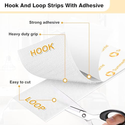 SummerBrite Heavy Duty Hook and Loop Strips, White, 2 x 5 in, 16 Pairs - color: White, size: 2x5IN 16 Pairs