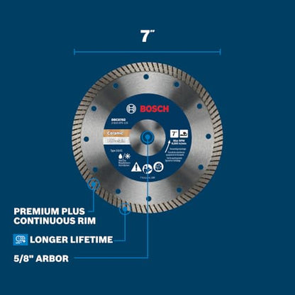 Bosch DBC0702 7 in. Premium Specialized Turbo Rim Diamond Wheel for Precise Cuts - size: 7 in