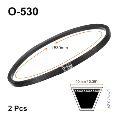 uxcell 2Pcs O-530 O Type V-Belt 530mm/20.9" Inner Length x 0.39" Width x 0.24" Height, O-Type Closed-Loop Rubber Transmission Belt - size: O-530