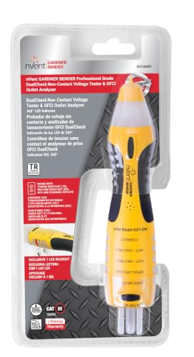 Sperry Instruments VD7504GFI DualCheck 2-in-1 Non-Contact Voltage Detector + GFCI Outlet Circuit Analyzer, 360° Visual & Audible Indicators, 50-1000V AC, 250 lb. Crush Rating