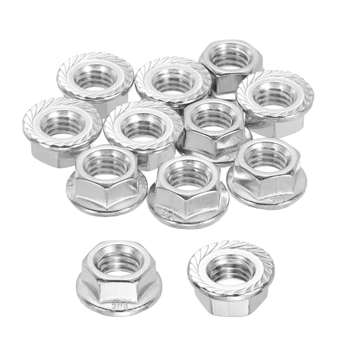 50Pcs Serrated Flange Hex Nuts-5/16-18-UNC 304 SS Bright Finish - color: Silver, size: 5/16"-18