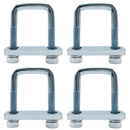 4 Pack Square U-Bolt for Trailer- Fits 2 Inch Wide Leaf Springs, Galvanized Steel Clamp Set, Secure Fit for Truck, Boat and Trailers - size: Fits Up To 2 Inch Wide Leaf Springs
