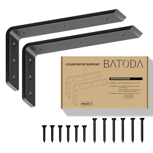 BATODA 12” Countertop Support Steel Brackets (2 PCS), Heavy Duty L Bracket - size: 12 Inch