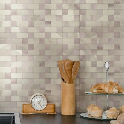 Yipscazo Peel and Stick Backsplash Tile, Stick on Stainless Steel Backsplash Metal Tiles for Kitchen Walls in Champagne Gold (12''x12'',10 Sheets) - color: Champagne Gold