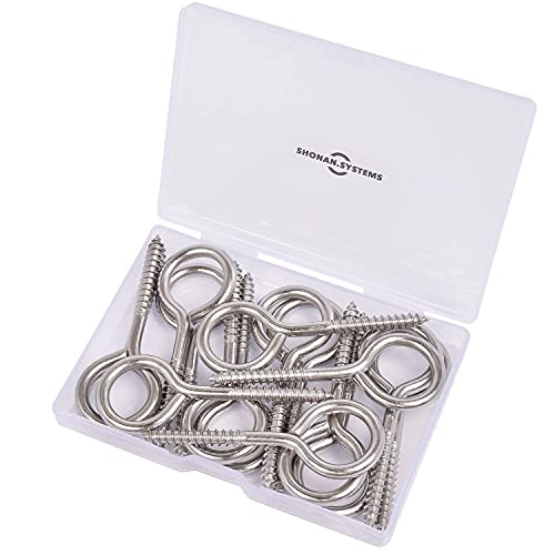SHONAN 2.75" Stainless Steel Eye Screws for Wood, 16 Pcs Screw Eye Hooks Eye Bolt Hooks, Eye Screws for Indoor Outdoor Use, 85 Lbs Capacity - size: 2.75 Inch, 16 Pack