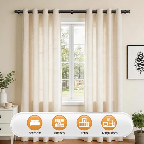 TONIAL Black Curtain Rods for Windows 2 Pack, 32 to 86 Inch, Drapery Rod - color: Black, size: 32-86"(2 Pack)