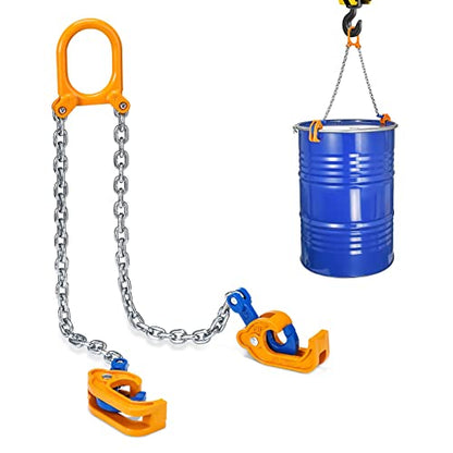 55 Gallon Drum Lift, 2000 lb Chain Drum Lifter for Steel and Plastic Drums