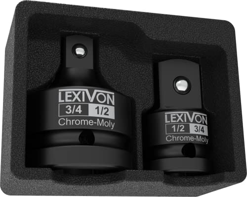 LEXIVON 1/2" & 3/4" Impact Socket Adapter, 2-Piece Set | 1/2" ~ 3/4" Reducer and Increaser Chrome-Moly Steel = Fully Impact Rated (LX-403) - style: 2-Piece Set, 1/2" & 3/4" Increaser/Reducer