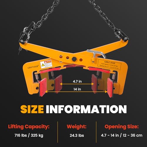 716 lbs Granite Slab Lifting Clamp, 4.7"-14" Adjustable Opening